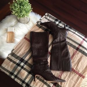 Ann Taylor Snake Print Calf High Boots Sz 6.5